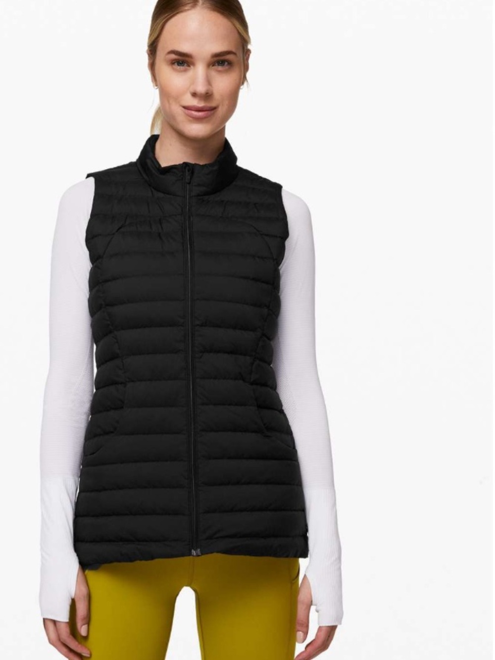 Lululemon Pack It Down Black Puffer Vest Size 2 Packable Goose Down W4BELS